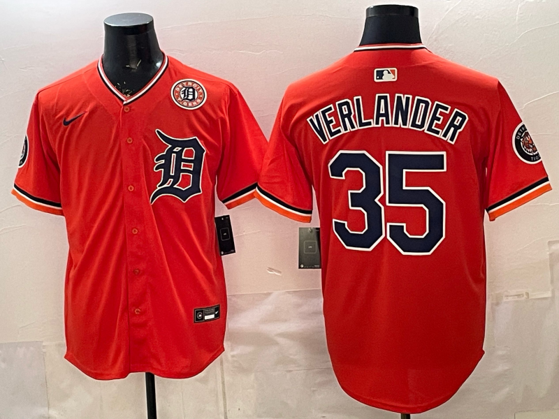 Men Detroit Tigers #35 Verlander orange Game Nike MLB Jersey032100413->detroit tigers->MLB Jersey